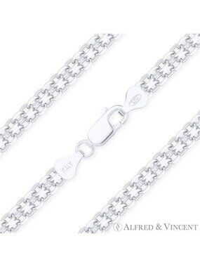 Bismark / Bizmark Link Italian Chain Anklet in .925 Sterling Silver - Size 9"